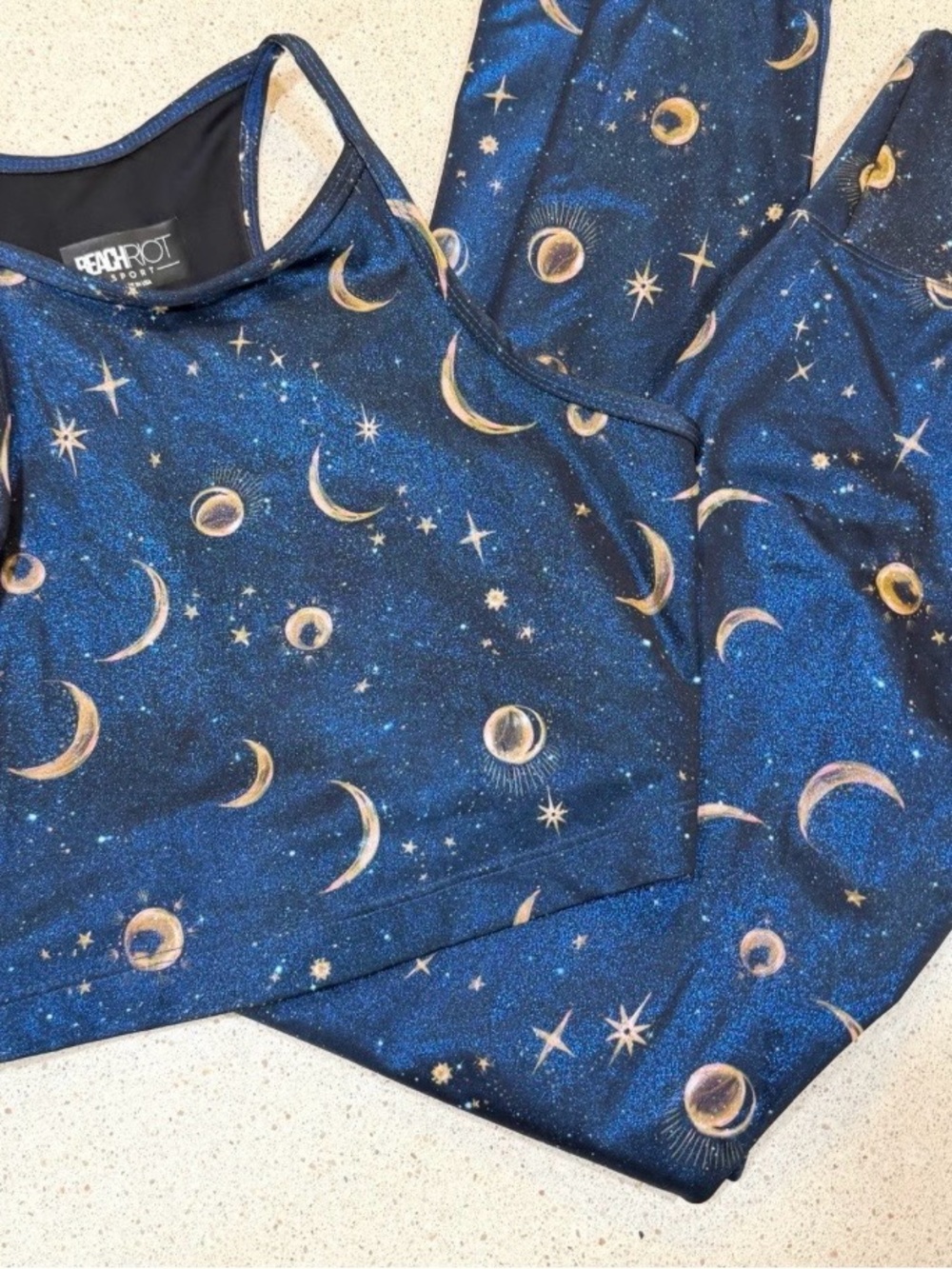Beach Riot Black & Gold Celestial Sports Bra and Leggings Set